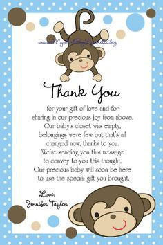 Baby Thank You Card Wording | the sample wording below but you may ...