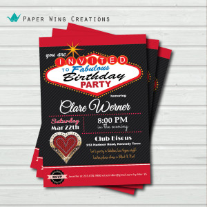 Casino Birthday Invitation for Woman. Las by ThePaperWingCreation
