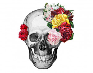 Skull With Flowers by RococcoLA