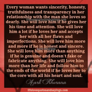 Women Want Honesty In Relationships.
