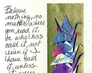 Handmade Crane Card, Origami Card, Best Wishes Card, Buddha Quotes ...