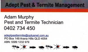 Adept Pest & Termite Management Business Card