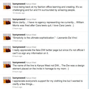 Kanye West Tweets Kanye west preceded to go on