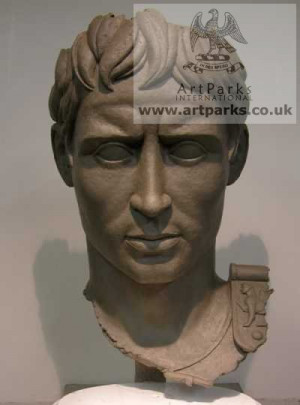 ... Caesar Augustus (Classical bronze Portrait Bust, Face Mask sculpture