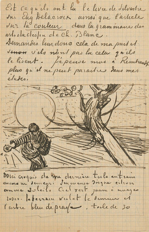 Vincent Van Gogh: Carta a su hermano Theo con un esbozo del Sembrador