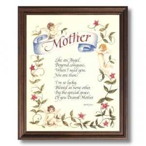 Mother Angel Mom Poem Motivational Flower Wall Picture Dark Brown ...