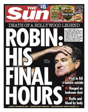 Newspapers got it wrong in their reporting of Robin Williams' death