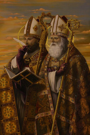 . One of my favourite images of him with Saint Ambrose of Milan ...