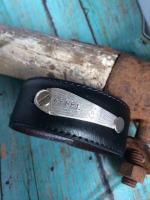 Rebel Quote Leather Cuff Bracelet on Etsy, $20.00