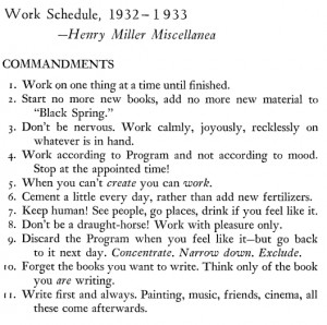 Henry Miller’s 11 Commandments of Writing and Daily Creative Routine
