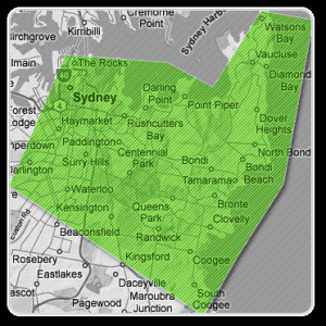 indicates the areas of Sydney we are able to service We service areas