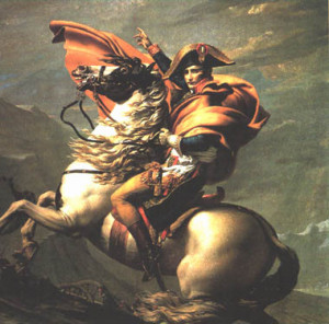Napoleon Bonaparte on his way to glory through the St Bernard Pass.