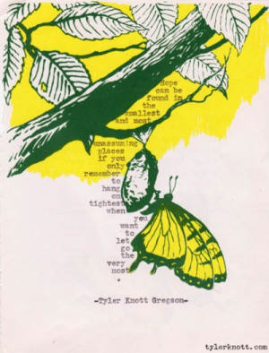 ... the butterfly emerging from the chrysalis. None of the text though