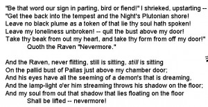 Excerpts from Edgar Allen Poe's THE RAVEN