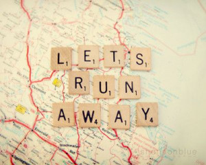 scrabble, run away, map, quote