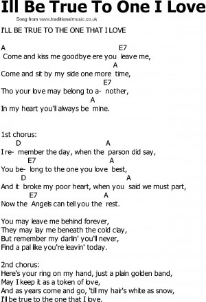 Old Country song lyrics with chords - Ill Be True To One I Love