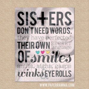 Sister gift // Sisters Don't need words Q04 // A by PaperRamma, $24.95