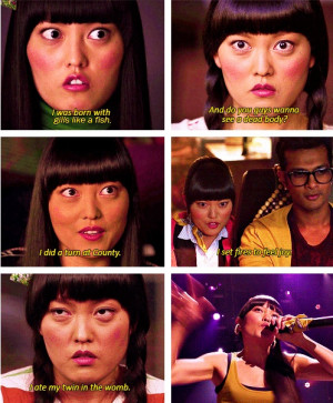 Pitch Perfect Lilly. She's totally weird but funny!