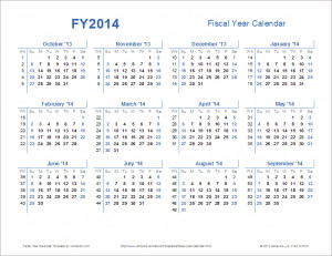 Fiscal Year 2014 Calendar Printable