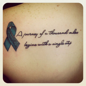Ovarian cancer ribbon & quote tattoo.