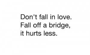Don’t fall in love, fall off a bridge, it hurts less