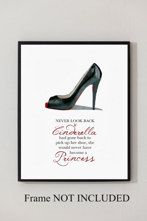 ... CHRISTIAN LOUBOUTIN Black Shoe ART PRINT, Cinderella Princess Quote 10