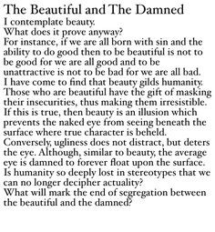The Beautiful and The Damned #poetry #philosophy #quote