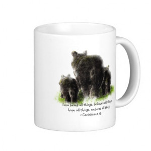 Cute Love Bears all things Quote 1Corinthians 13 Classic White Coffee ...