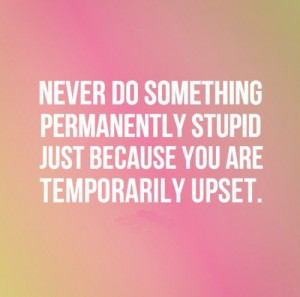 ... something permanently stupid just because you are temporarily upset