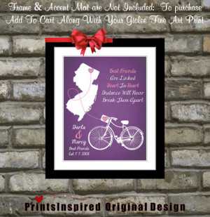Going Away Gift for Best Friend: Personalized Quote Art Map Popular ...