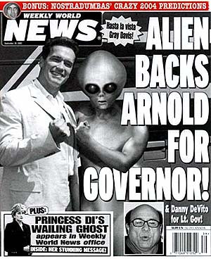 space alien backs arnold for governor