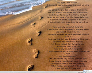 footsteps in the sand one night a man had a dream he dreamed he was ...
