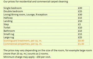 Carpet cleaning prices