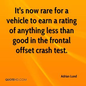 Adrian Lund - It's now rare for a vehicle to earn a rating of anything ...