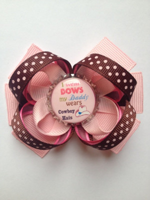 Hair Bow Bottle Cap Pink Ribbon Stacked Boutique Cute Sayings Hair ...