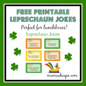 Download these FREE Printable Leprechaun Jokes from Lunchbox Love.