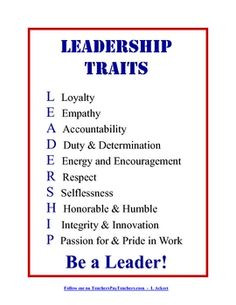 Display this Leadership Traits poster in your classroom to inspire ...