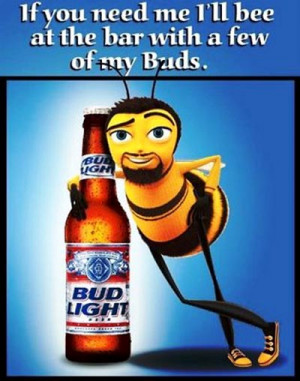 Budweiser beer commercial - A bee standing next to a bottle with light ...