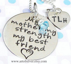 Personalized initial necklace - handstamped quote charm necklace ...