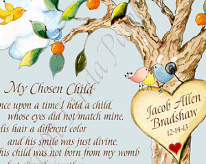 Baby Boy Adoption Gift Nursery Wall Art - Adoption Poem Personalized ...