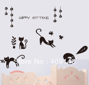 font-b-Cat-b-font-Happy-Kittens-ZZZ-Butterfly-Flower-vinyl-removable ...