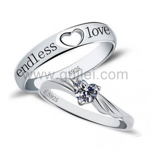 Endless Love Cubic Zirconia Promise Rings with Custom Engraving