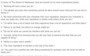 Ten Great Life Lessons from a Legend; Coach John Wooden