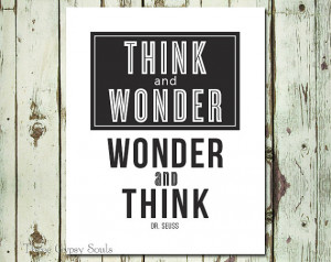 Think And Wonder. Dr. Seuss Quote. Classroom Wall Decor. Classroom ...
