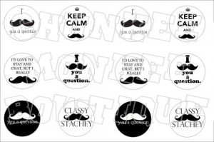 Mustache bottlecap image sheets - You Choose!