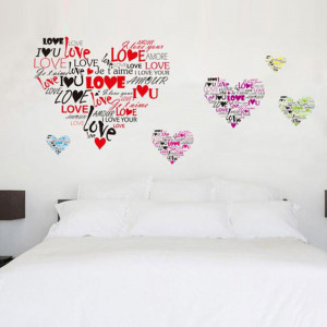 Wall Sticker Love Heart Shaped 19*27IN Removable Quotes Art Home Vinyl ...