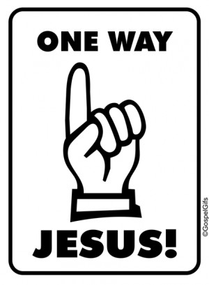 Christian Clip Art Sign: One Way - Jesus! (black & white)