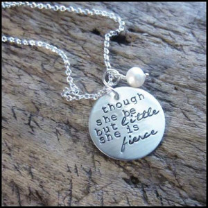 Hand Stamped Little But Fierce Sterling Quote Necklace