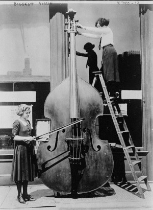 vintage women bass big violin violinist octobass