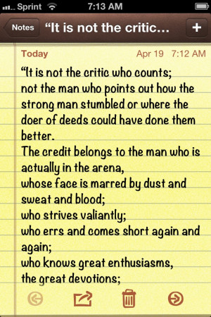 Theodore Roosevelt quote it is not the critic Part 1